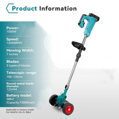 1500W Cordless String Trimmer - 7-Inch Mowing Width 12000RPM Grass Cutter