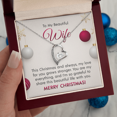 "To My Beautiful Wife at Christmas" Forever Love Necklace