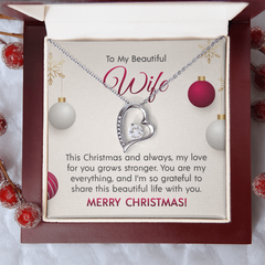 "To My Beautiful Wife at Christmas" Forever Love Necklace