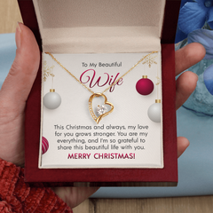 "To My Beautiful Wife at Christmas" Forever Love Necklace