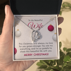 "To My Beautiful Wife at Christmas" Forever Love Necklace