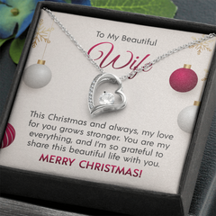 "To My Beautiful Wife at Christmas" Forever Love Necklace