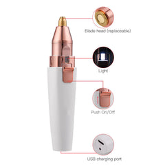 USB Rechargeable 2-in-1 Eyebrow Trimmer and Hair Remover